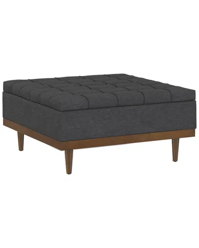 Simpli Home Mariah 36in Contemporary Rectangle Lift Top Table Storage Ottoman In Gray