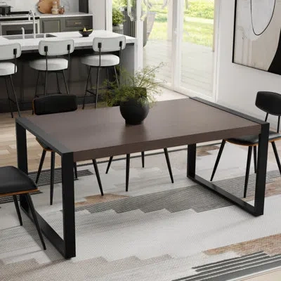 Simpli Home Mckenzie 66"w Solid Mango Wood Dining Table, Modern Industrial Style With Metal Legs, Seats 4 In Smoky Gray
