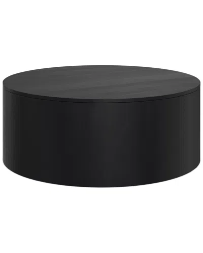Simpli Home Millbury Solid Mango Wood 36in Round Contemporary Drum Coffee  Table In Blue