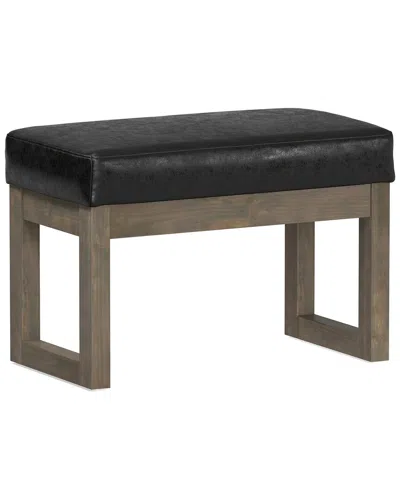 Simpli Home Milltown 27in Contemporary Rectangle Footstool Ottoman Bench In Black