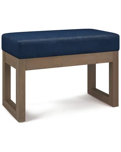 Simpli Home Milltown 27in Contemporary Rectangle Footstool Ottoman Bench In Blue