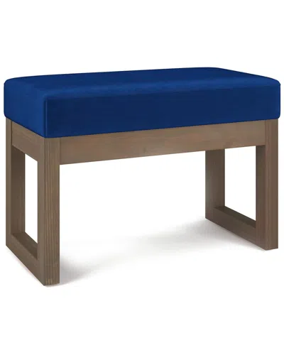 Simpli Home Milltown 27in Contemporary Rectangle Footstool Ottoman Bench In Blue