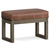 Simpli Home Milltown Upholstered Solid Wood Contemporary Rectangular Ottoman Bench With High-density Foam In Distressed Saddle Brown