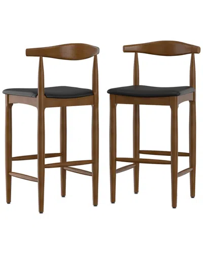 Simpli Home Molly Mid Century Modern 29in Bar Stool In Brown
