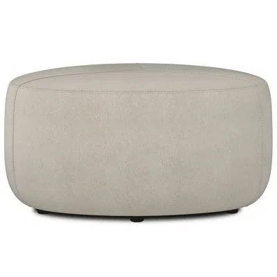 Simpli Home Moore 32"w Large Round Ottoman With Upholstered Seat And Solid Wood Frame, Assembled In Natural