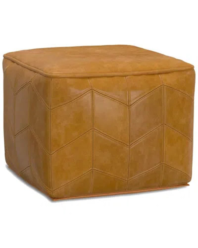 Simpli Home Morden Contemporary Square Pouf In Brown