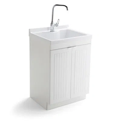 Simpli Home Murphy 24"w Abs Utility Sink & Laundry Cabinet In Pure White