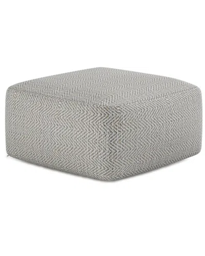 Simpli Home Nate 20in Boho Square Pouf In Gray