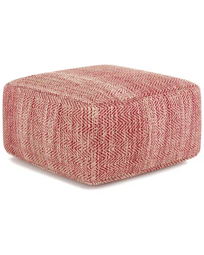 Simpli Home Nate 20in Boho Square Pouf In Pink