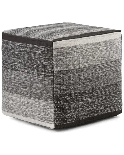 Simpli Home Naya Boho Cube Pouf In Gray