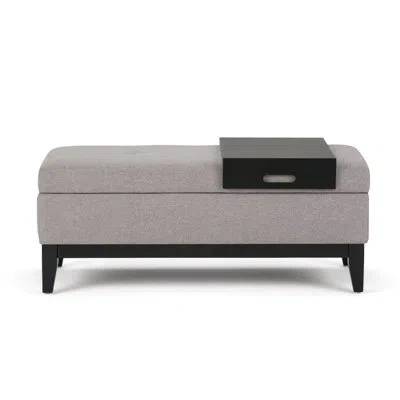 Simpli Home Oregon 42"w Upholstered Linen-look Fabric Contemporary Rectangular Lift-up Storage Ottoman Bench Wit In Multicolored