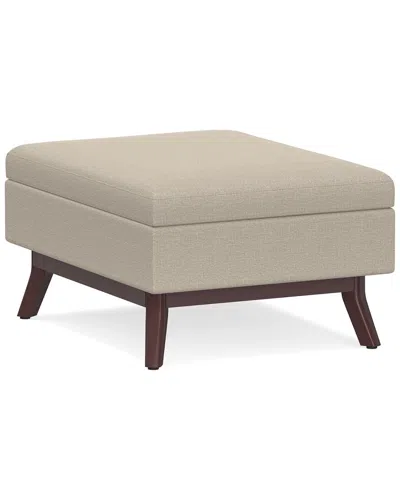 Simpli Home Owen 34in Mid Century Modern Rectangle Coffee Table Storage  Ottoman