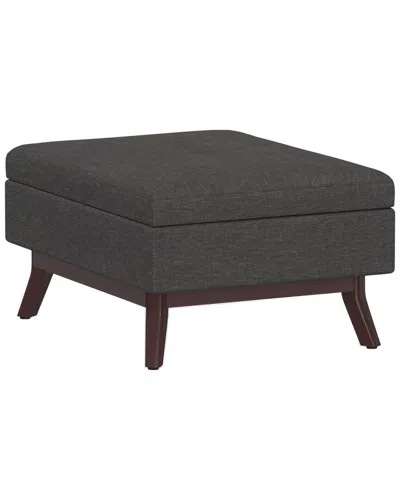 Simpli Home Owen 34in Mid Century Modern Rectangle Coffee Table Storage  Ottoman In Gray