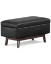 Simpli Home Owen 36in Mid Century Modern Rectangle Small Rectangular Storage  Ottoman In Black