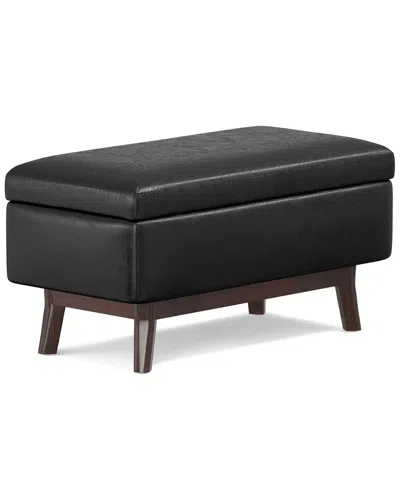 Simpli Home Owen 36in Mid Century Modern Rectangle Small Rectangular Storage  Ottoman In Black