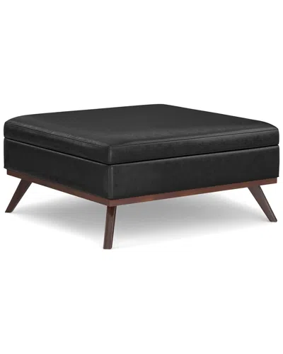 Simpli Home Owen 40in Mid Century Modern Square Xl Coffee Table Storage  Ottoman
