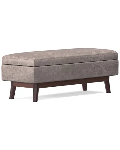 Simpli Home Owen 48in Mid Century Modern Rectangle Rectangular Storage Ottoman In Brown