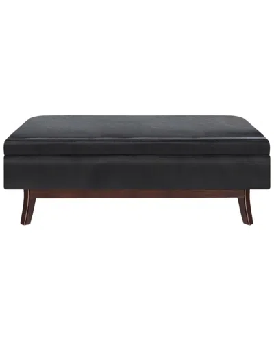 Simpli Home Owen 48in Mid Century Modern Rectangle Rectangular Storage Ottoman In Black