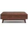 Simpli Home Owen 48in Mid Century Modern Rectangle Rectangular Storage Ottoman In Brown