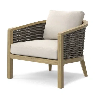Simpli Home Parkside Acacia Patio Dining Armchair With Cushion In Natural