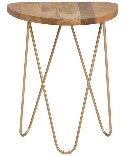 Simpli Home Patrice Modern 18in Metal & Wood Accent Side Table In Brown