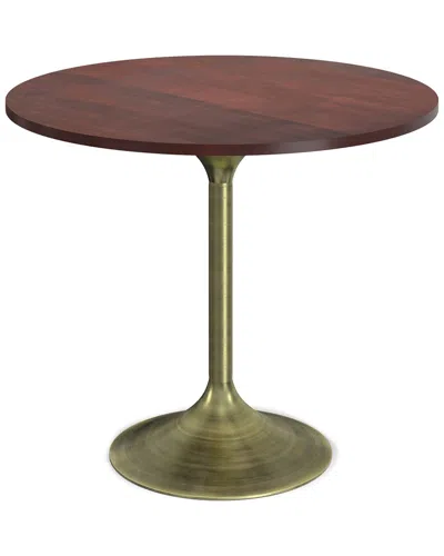 Simpli Home Radford Solid Mango Wood & Metal - Base 36x36in Round Contemporary  Dining Table In Burgundy