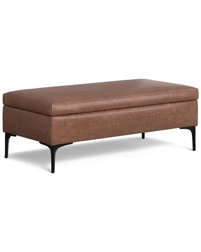 Simpli Home Rebecca 48in Mid Century Modern Rectangle Large Coffee Table  Storage Ottoman With Lift  In Brown
