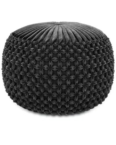 Simpli Home Renee Boho Round Pouf In Gray