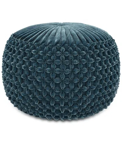 Simpli Home Renee Boho Round Pouf In Blue