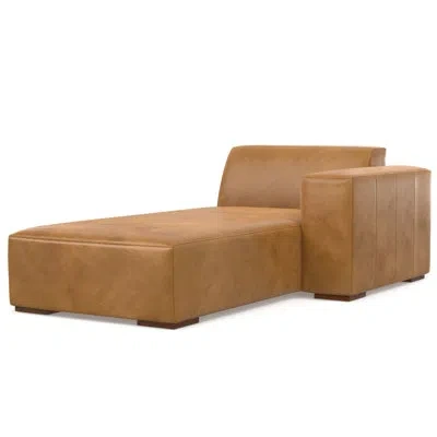 Simpli Home Rex Sofa Module 44-inches W X 69.5-inches D, Handcrafted Modern-style Chaise Lounge Chair For Living In Sienna