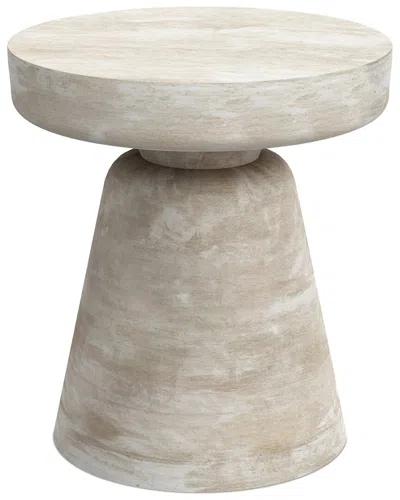Simpli Home Robbie Solid Mango Wood 16in Round Contemporary Rustic Accent  Table