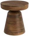 Simpli Home Robbie Solid Mango Wood 16in Round Contemporary Rustic Accent  Table