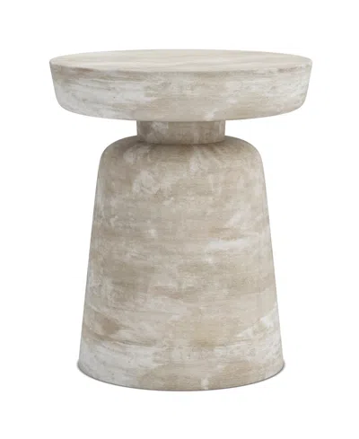 Simpli Home Robbie Solid Mango Wood Accent Table In Distressed White Wash