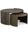 Simpli Home Robin Solid Mango Wood 32in Round Contemporary 2pc Nesting Table