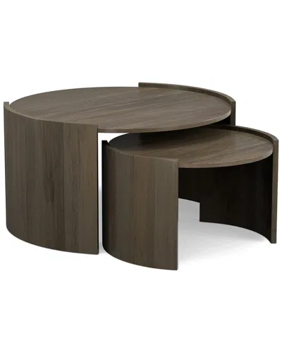 SIMPLI HOME SIMPLI HOME ROBIN SOLID MANGO WOOD 32IN ROUND CONTEMPORARY 2PC NESTING TABLE