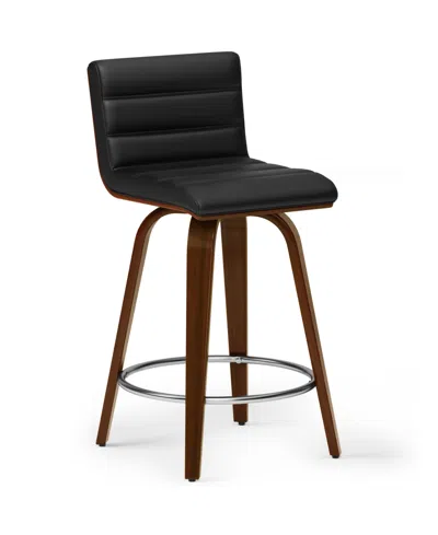 Simpli Home Roland Counter Height Stool In Black Pu Leather