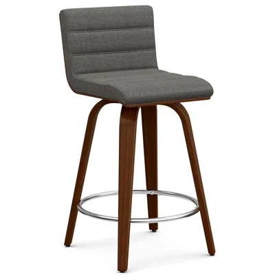 Simpli Home Roland Swivel Vegan Leather Counter Height Stool, Mid-century Modern, Fully Assembled In Gray
