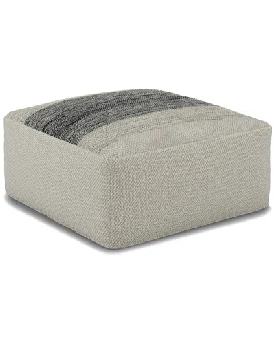 Simpli Home Sabella Boho Square Woven Outdoor/ Indoor Pouf In Gray