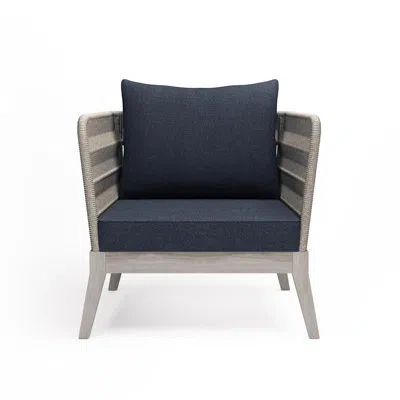 Simpli Home Santiago Patio Chair With Cushions In Gray