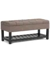 Simpli Home Saxon 43in Transitional Rectangle Storage Ottoman Bench In Brown