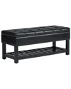Simpli Home Saxon 43in Transitional Rectangle Storage Ottoman Bench