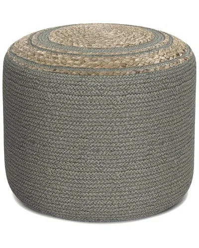Simpli Home Serena Contemporary Round Braided Pouf In Gray