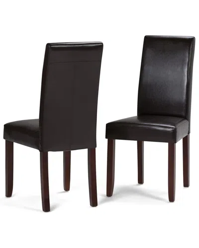 Simpli Home Set Of 2 Acadian Parson Dining Chairs In Brown