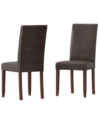 Simpli Home Set Of 2 Acadian Parson Dining Chairs In Brown