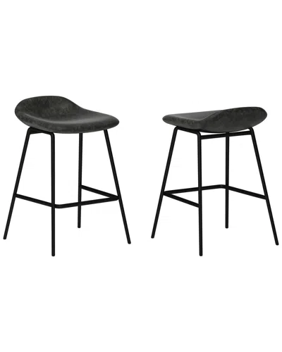 Simpli Home Set Of 2 Dafney Contemporary 24in Counter Height Stools In Black