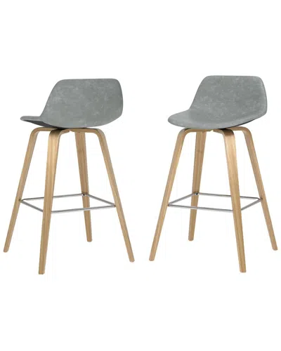 Simpli Home Set Of 2 Randolph Mid Century Modern 28in Bentwood Counter/ Bar  Height Stools In Gray