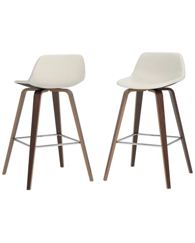 Simpli Home Set Of 2 Randolph Mid Century Modern 28in Bentwood Counter/ Bar  Height Stools In Brown