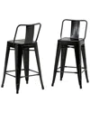 Simpli Home Set Of 2 Rayne Industrial Metal 24in Counter Height Stool (set Of  2) In Black