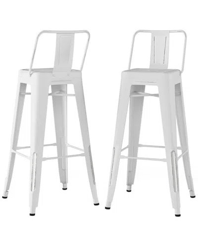Simpli Home Set Of 2 Rayne Industrial Metal 30in Bar Stools In White