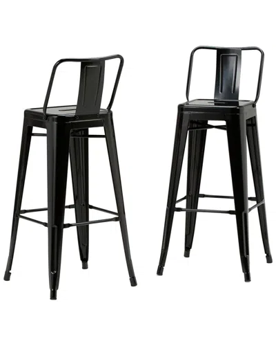 Simpli Home Set Of 2 Rayne Industrial Metal 30in Bar Stools In Black